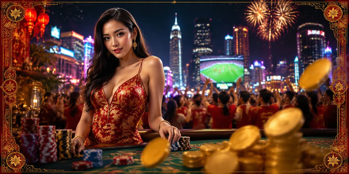 Khu vực giải trí casino về đêm tại TP. Hồ Chí Minh với ánh đèn neon rực rỡ